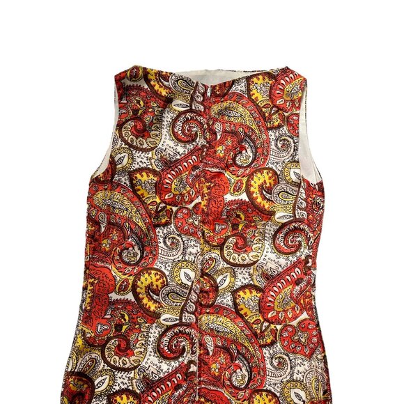 70s Vintage Paisley Maxi Dress Sleeveless Shift Bonwit Teller Cole California. - Picture 3 of 11